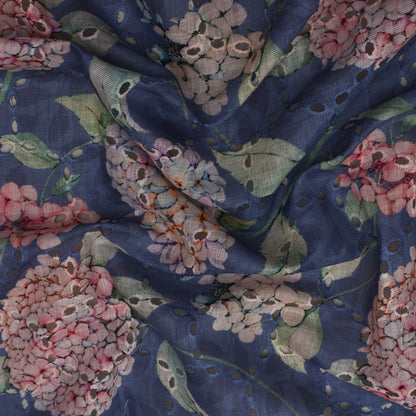 Multi Color Linen Print Cutwork Fabric