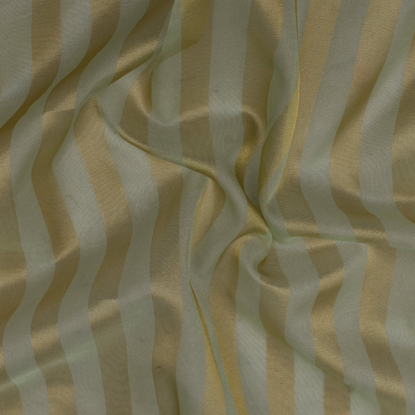 Green Color Organza Zari Stripe Fabric