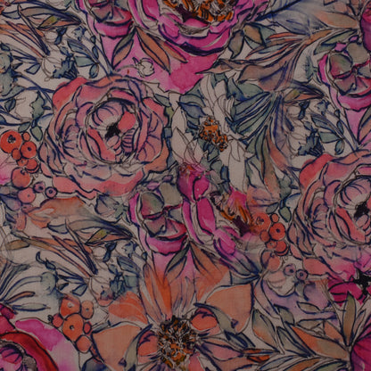 Multi Color Satin Silk Hydra Print Fabric