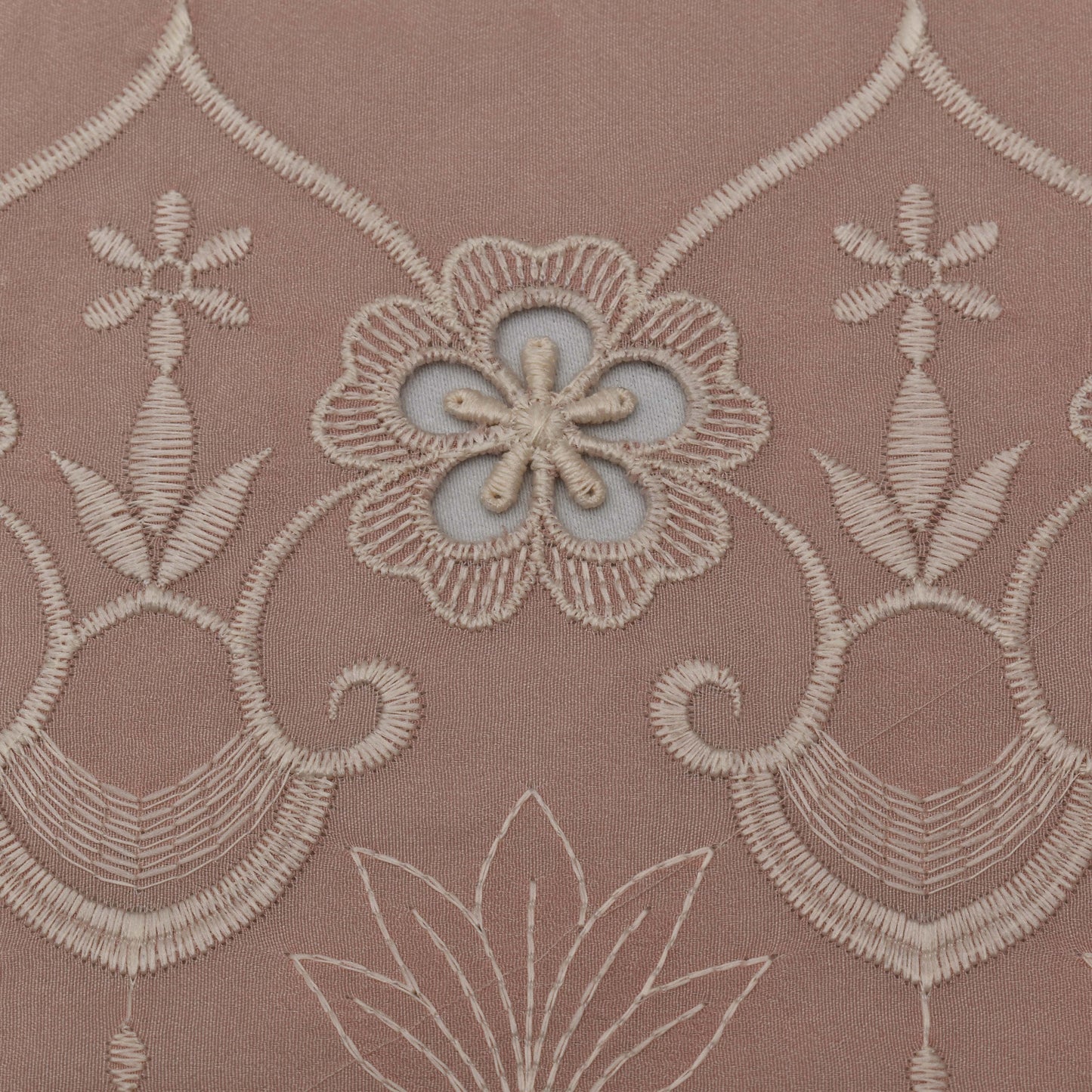 Peach Color Crepe Embroidery Fabric