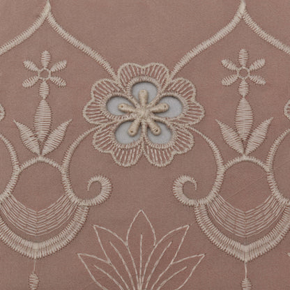 Peach Color Crepe Embroidery Fabric