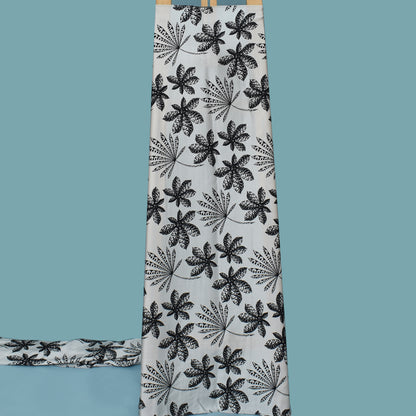 Black-White Modal Satin Print Fabric