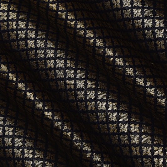 Navy Blue Color Katan Meena Brocade Fabric