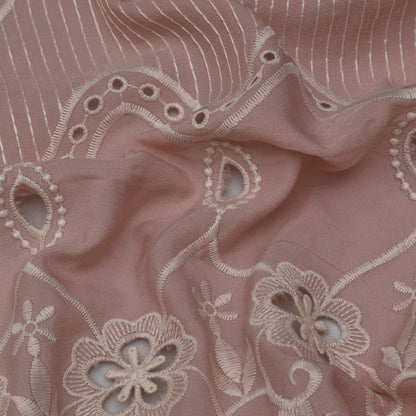 Peach Color Crepe Embroidery Fabric