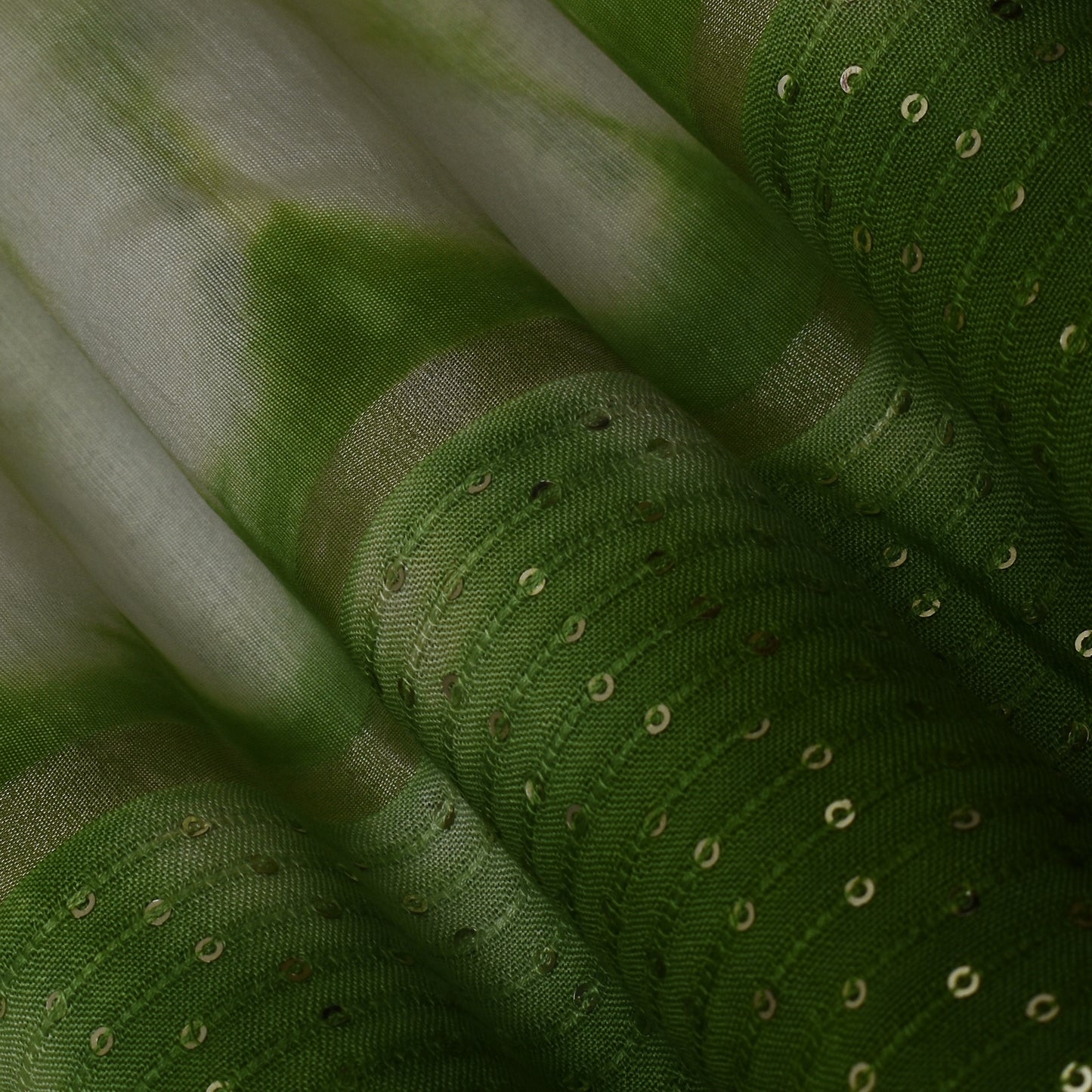 Multi Color Chanderi Tie & Die Border Embroidery Fabric