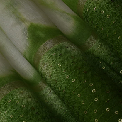 Multi Color Chanderi Tie & Die Border Embroidery Fabric