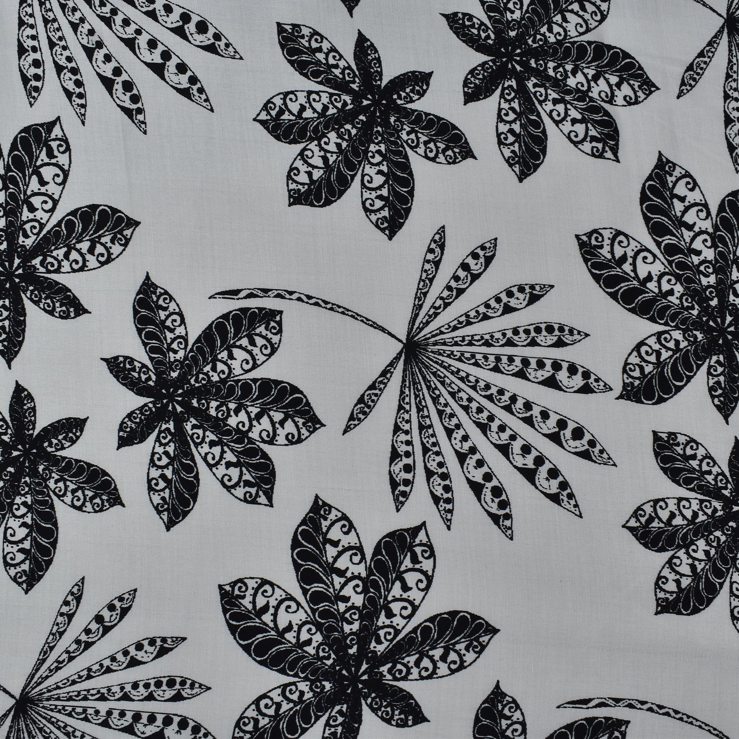 Black-White Modal Satin Print Fabric