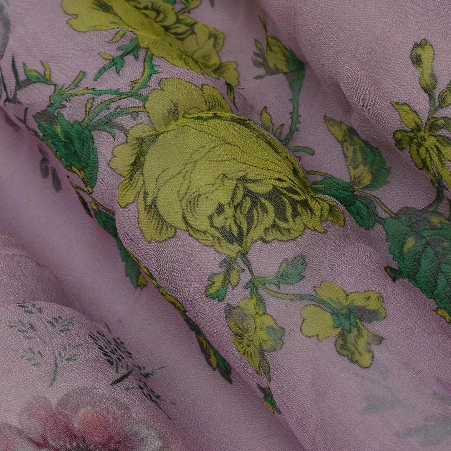 Pink Color Chiffon Hydra Print Fabric