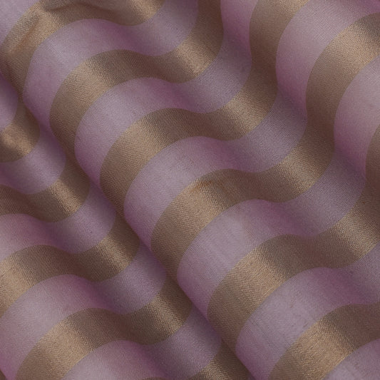 Lavender Color Organza Zari Stripe Fabric