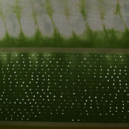 Multi Color Chanderi Tie & Die Border Embroidery Fabric