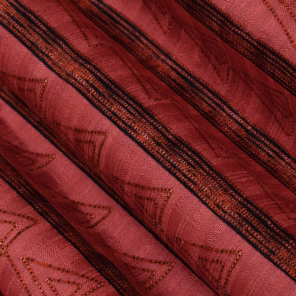 Salmon Pink Color Tussar Silk Print Fabric