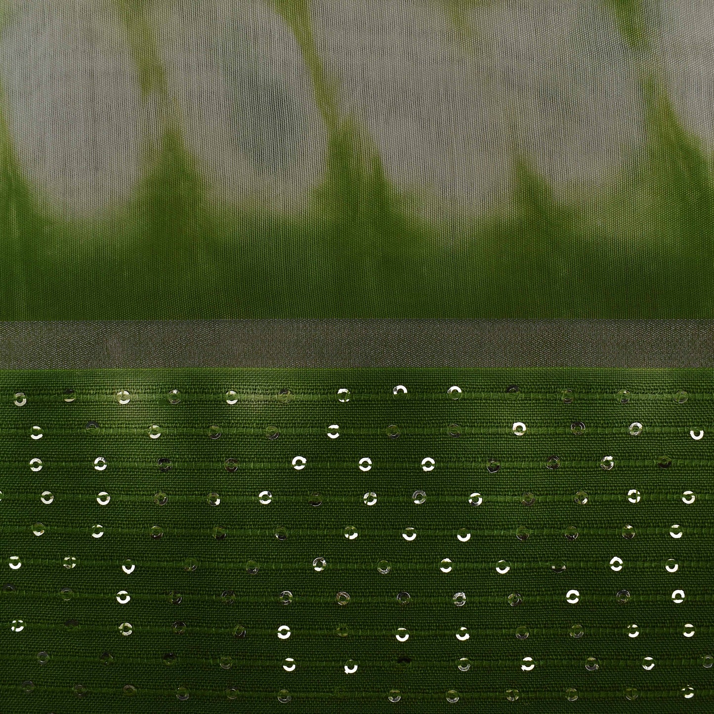 Multi Color Chanderi Tie & Die Border Embroidery Fabric