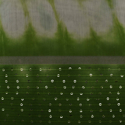 Multi Color Chanderi Tie & Die Border Embroidery Fabric