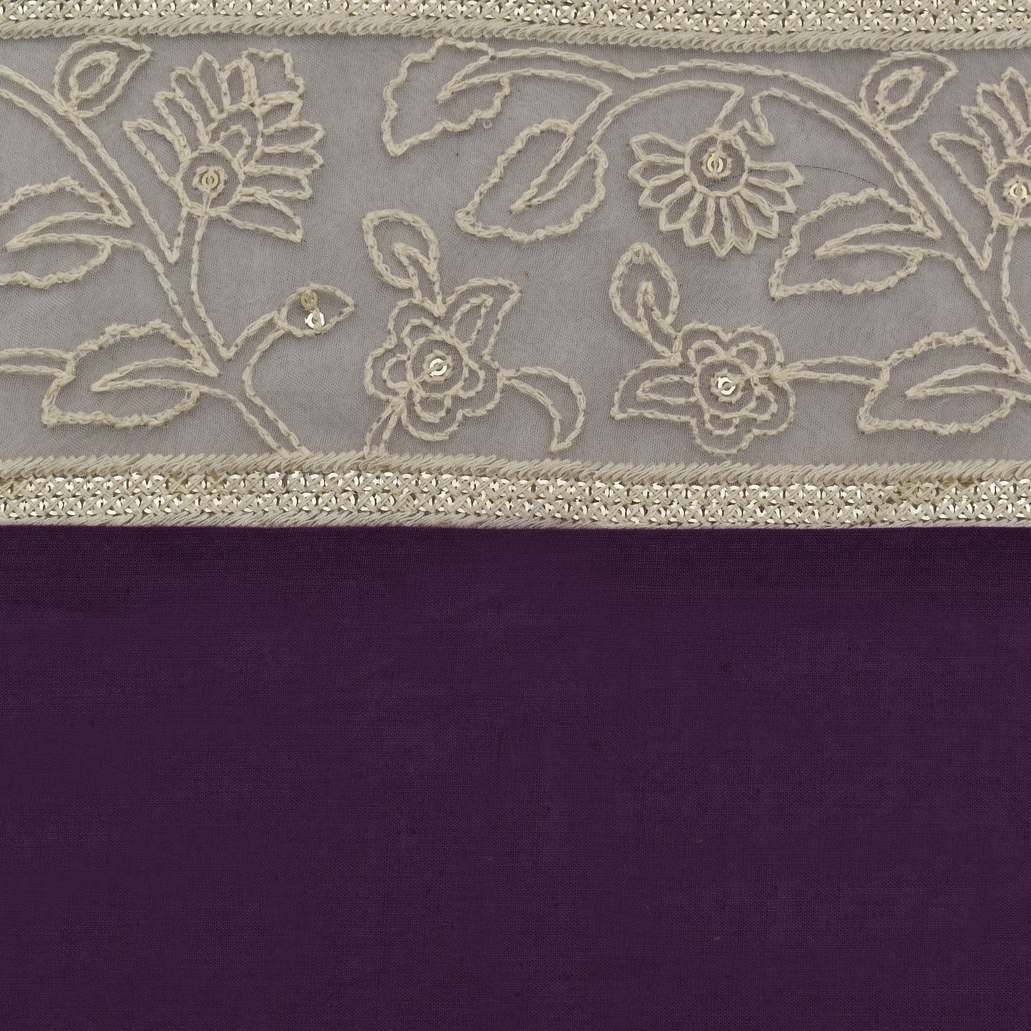 Purple Color Cotton Plazo Embroidery Fabric