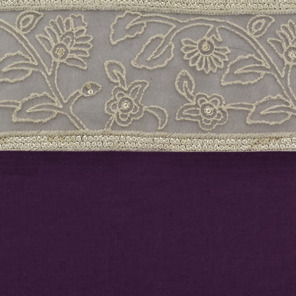 Purple Color Cotton Plazo Embroidery Fabric