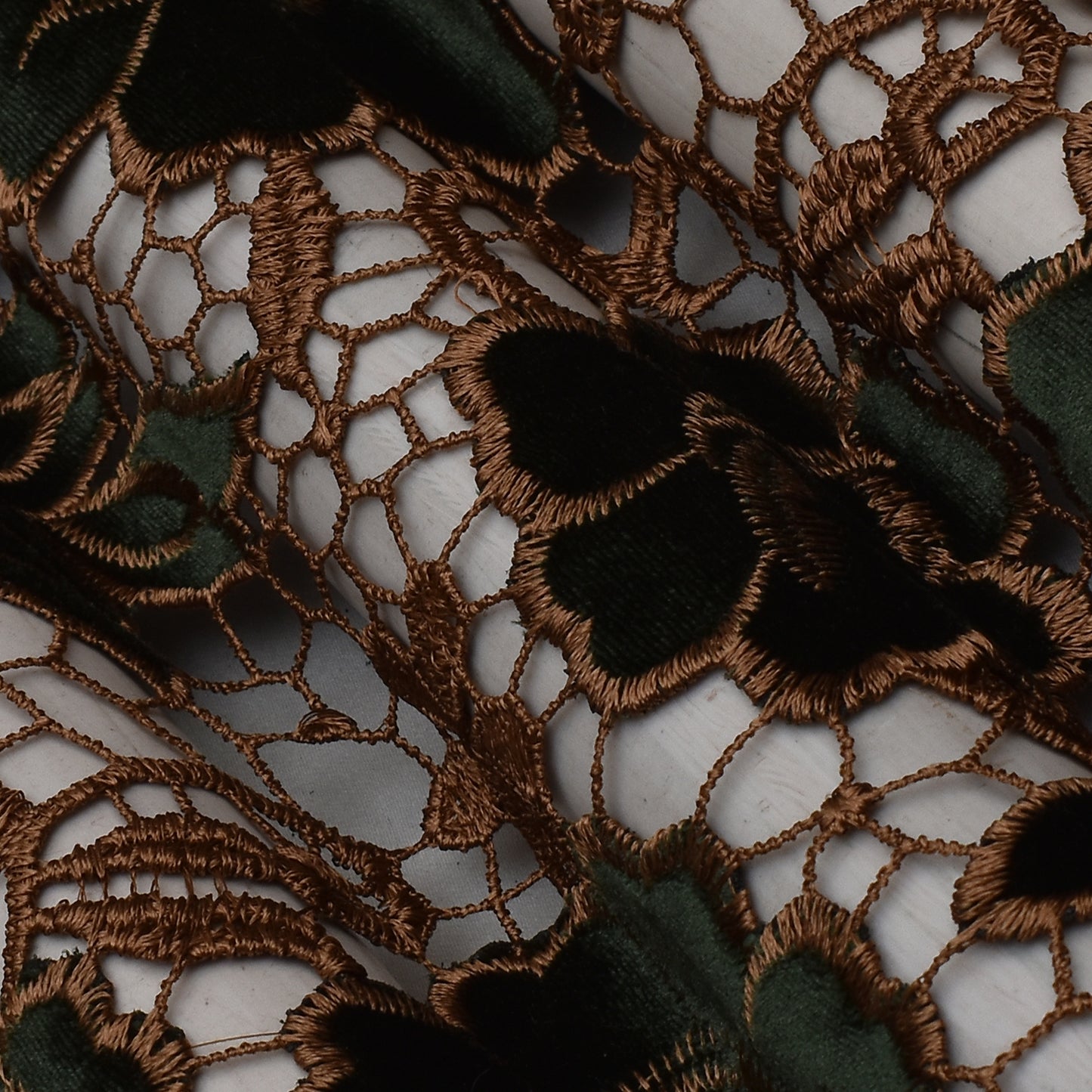 Dark Green Color Velvet Cut Work Fabric