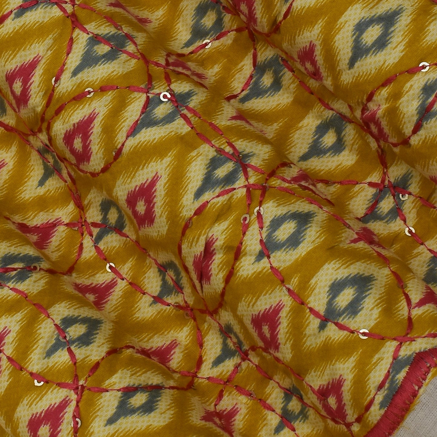 Off White Color Kora Cotton Plazo Fabric