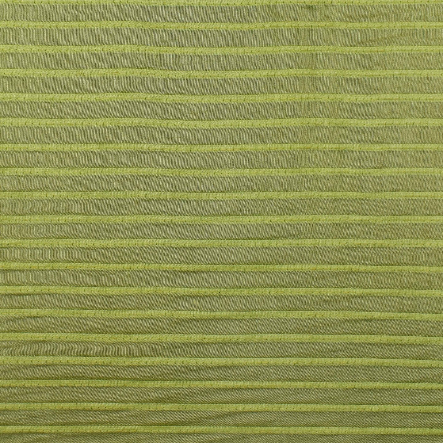 Pista Green Chanderi Stripe Embroidery Fabric