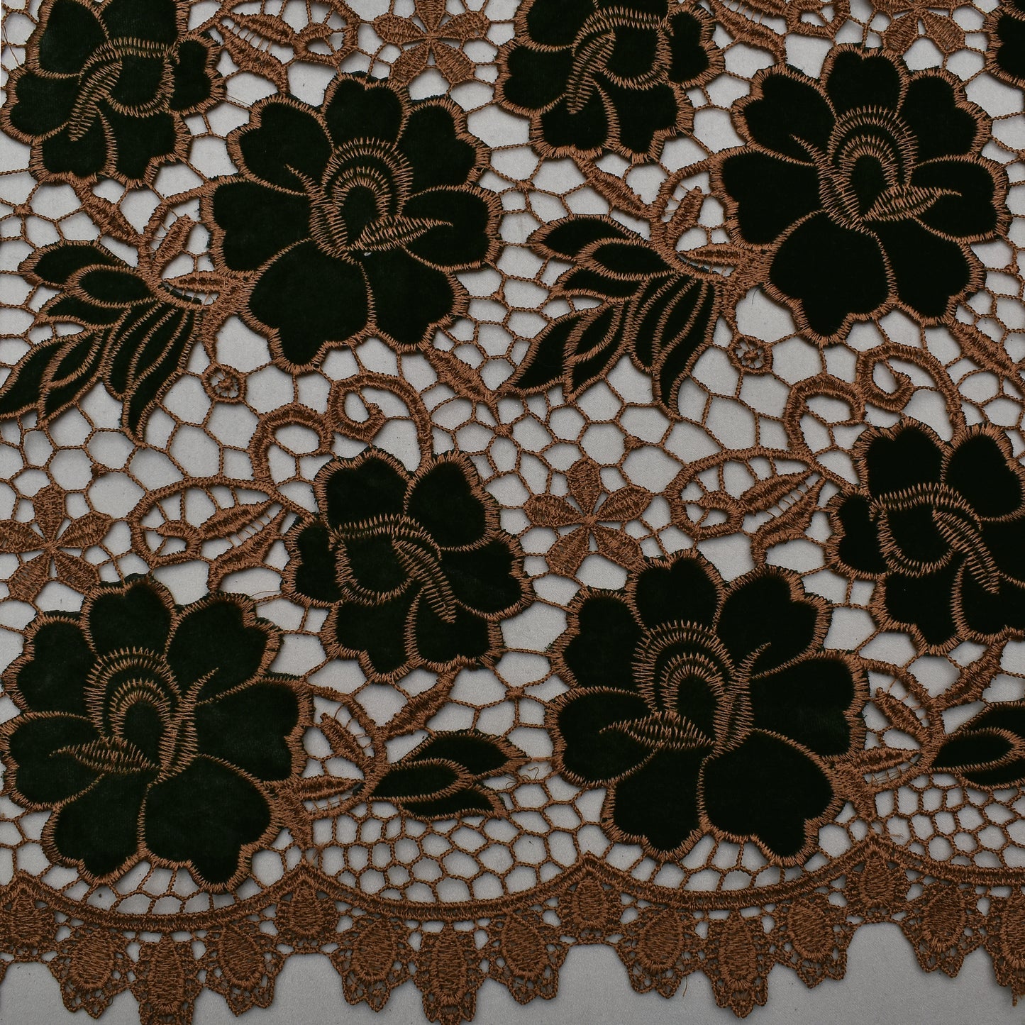 Dark Green Color Velvet Cut Work Fabric