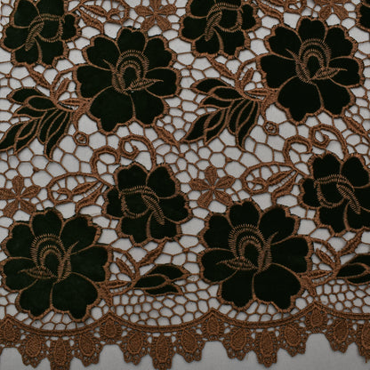 Dark Green Color Velvet Cut Work Fabric