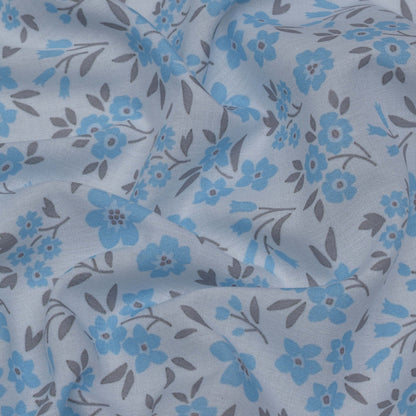 Sky Blue Color Cotton Print Fabric