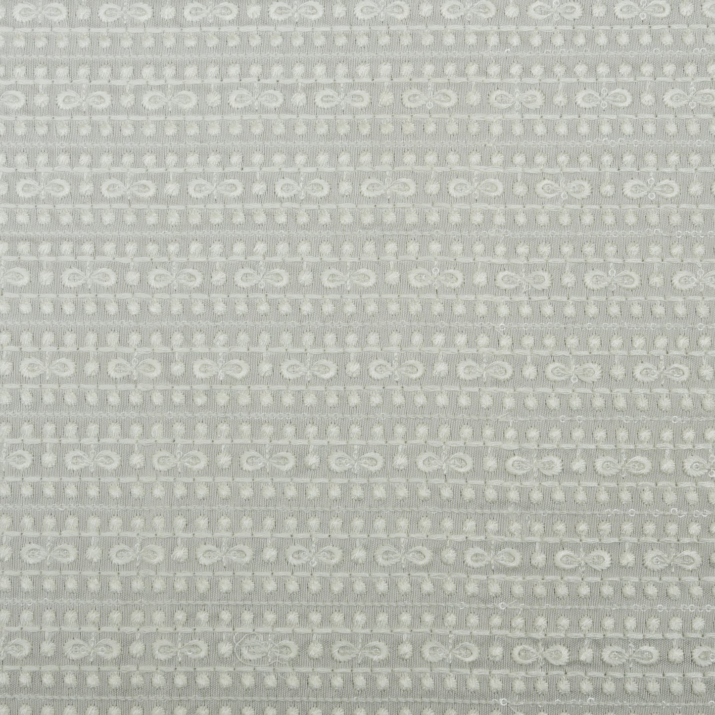 White Color Slub Silk Embroidery Fabric