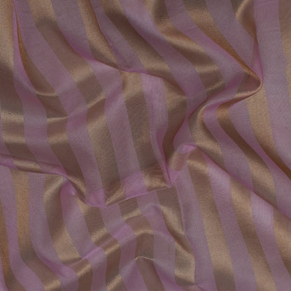 Lavender Color Organza Zari Stripe Fabric