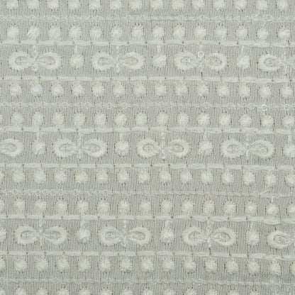 White Color Slub Silk Embroidery Fabric