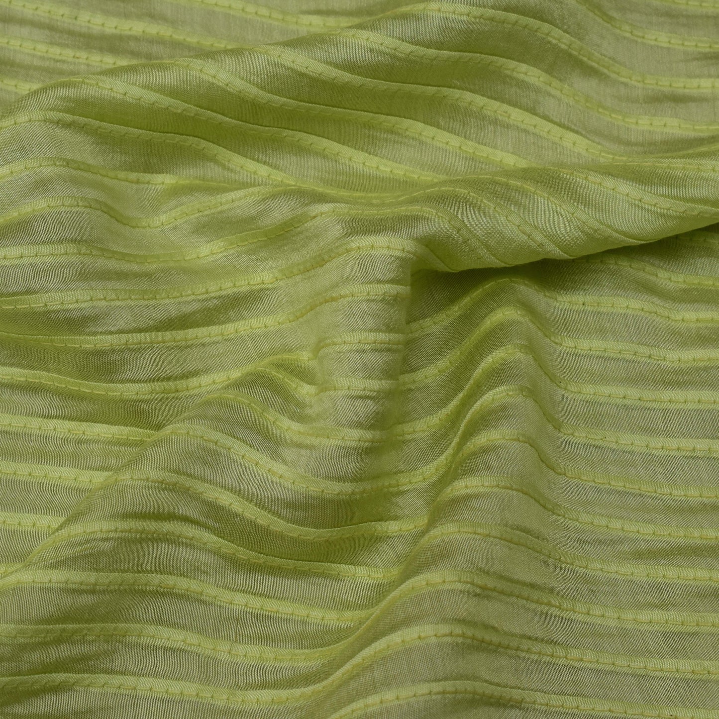 Pista Green Chanderi Stripe Embroidery Fabric