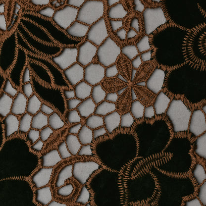 Dark Green Color Velvet Cut Work Fabric