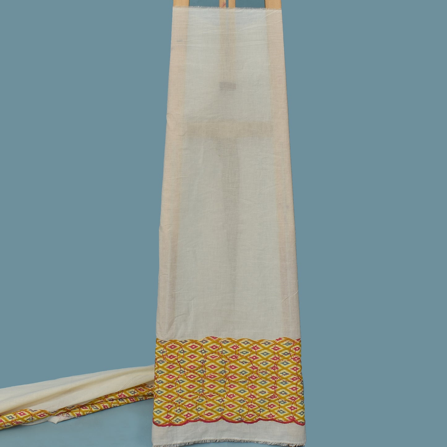 Off White Color Kora Cotton Plazo Fabric