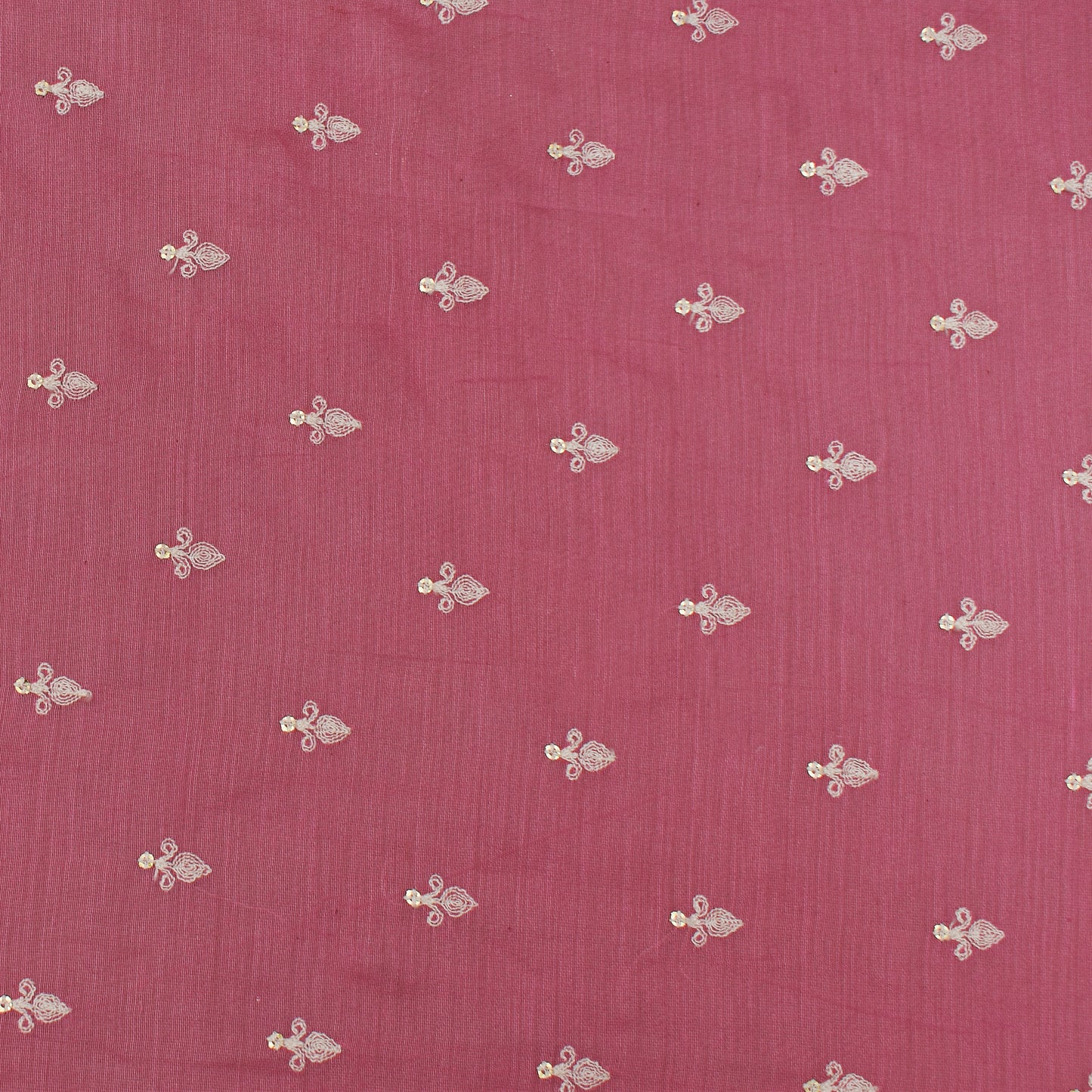 Pink Color Chanderi Booti Embroidery Fabric