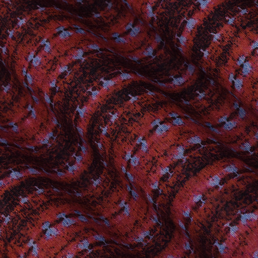 Multi Color Tussar Silk Print Fabric