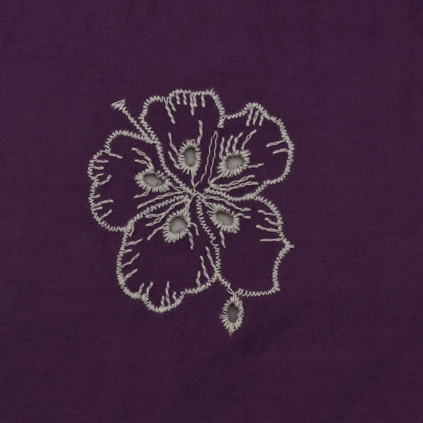 Purple Color Cotton Chikan Embroidery Fabric