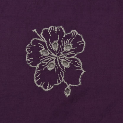 Purple Color Cotton Chikan Embroidery Fabric