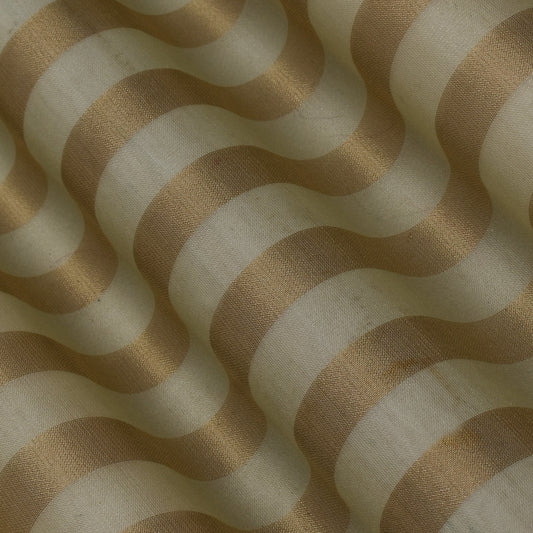 Beige  Color Organza Zari Stripe Fabric