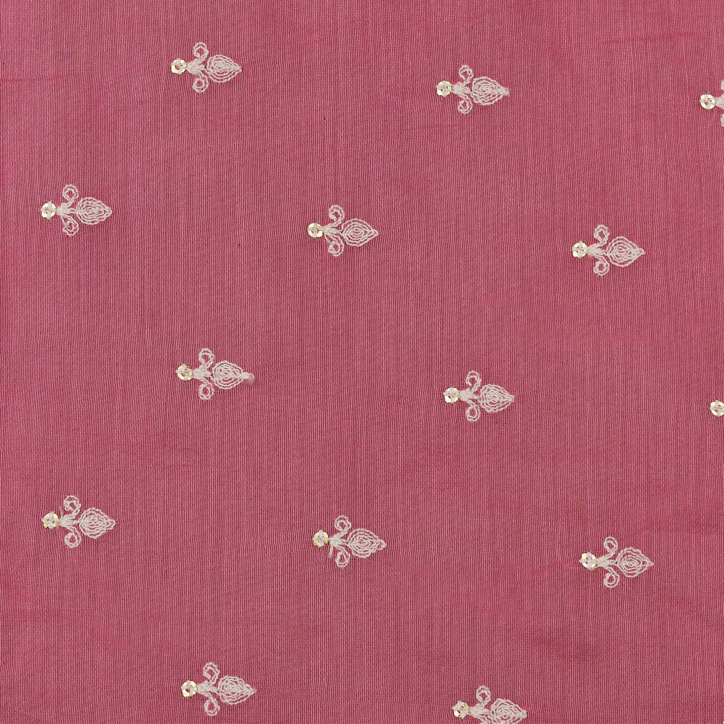 Pink Color Chanderi Booti Embroidery Fabric