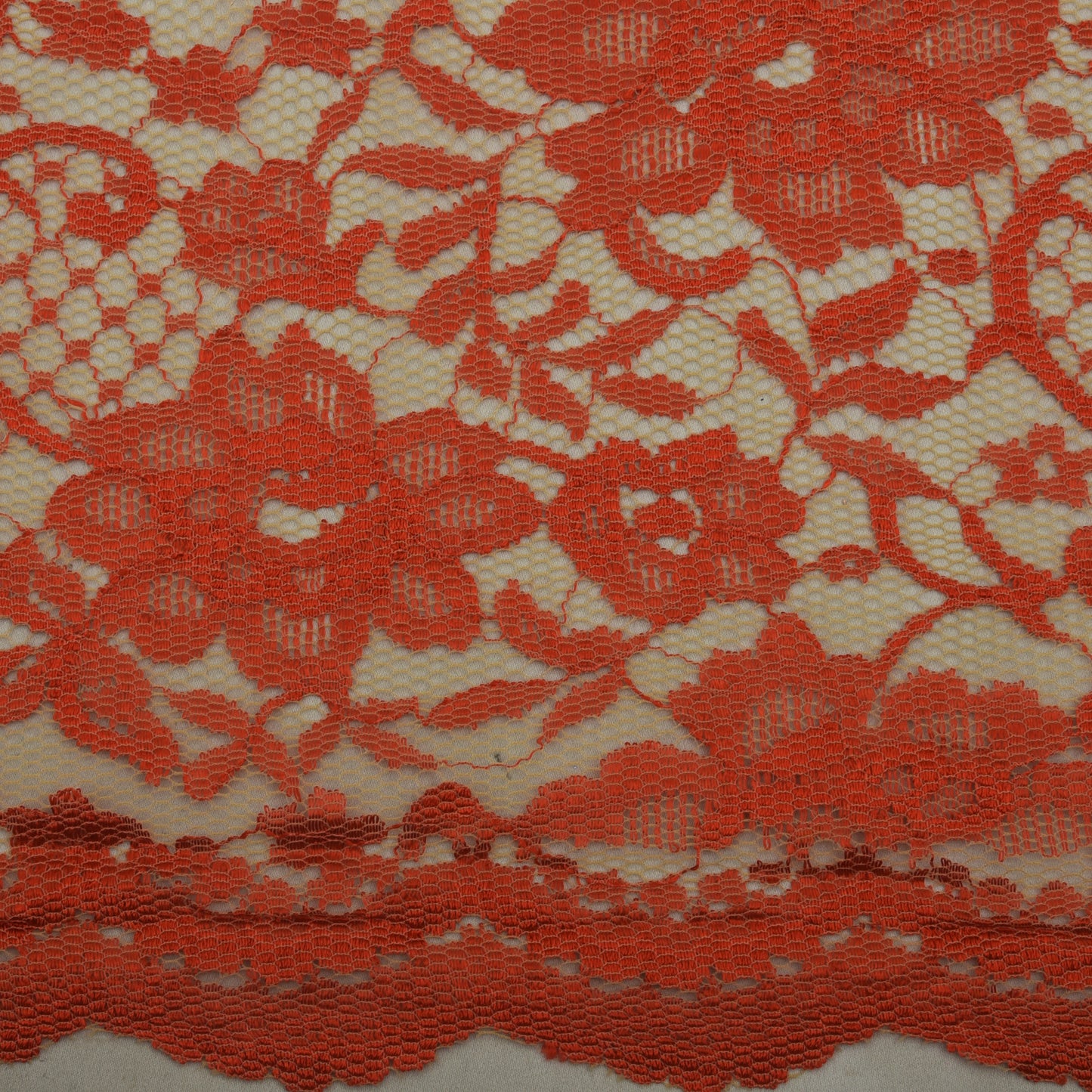 Orange Color Chantilly Lace Fabric