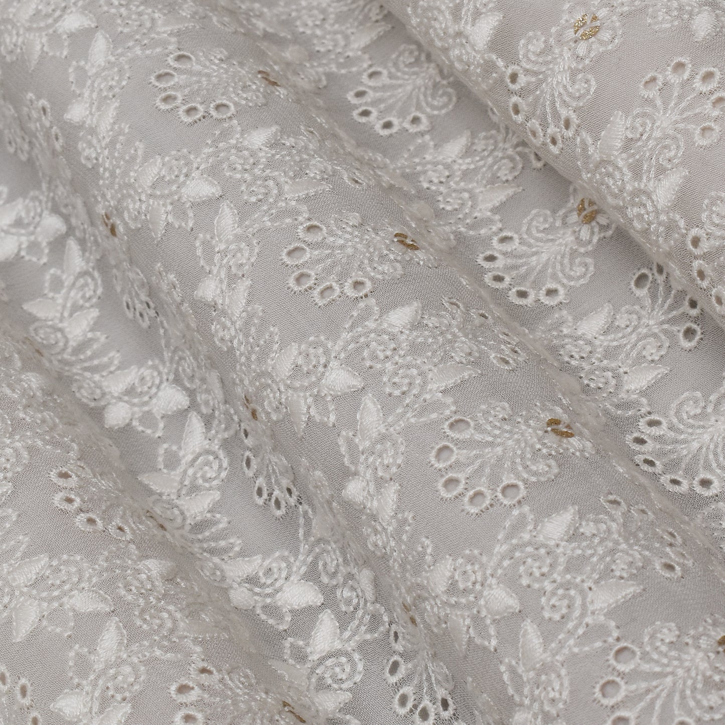 White Color Georgette Embroidery Fabric