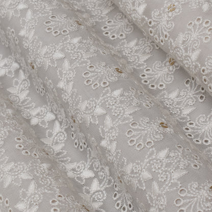 White Color Georgette Embroidery Fabric