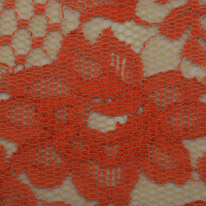 Orange Color Chantilly Lace Fabric