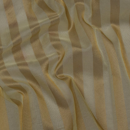 Beige  Color Organza Zari Stripe Fabric