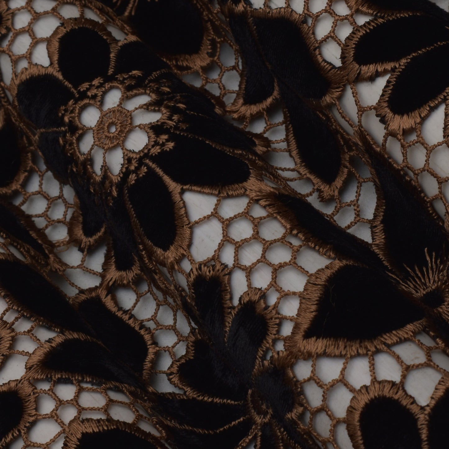 Black Color Velvet Cut Work Fabric