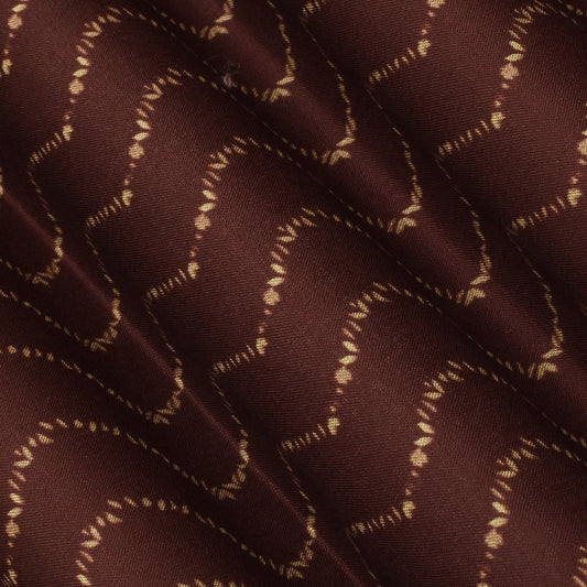 Brown Color Slub Tussar Print Fabric