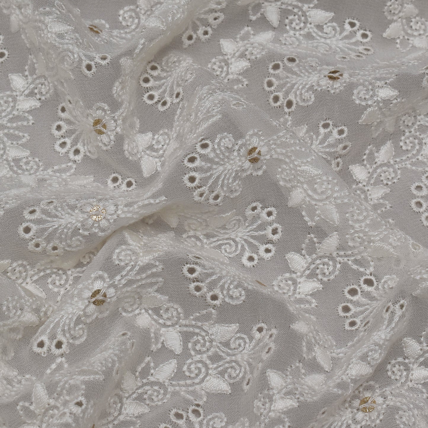 White Color Georgette Embroidery Fabric