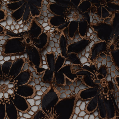 Black Color Velvet Cut Work Fabric