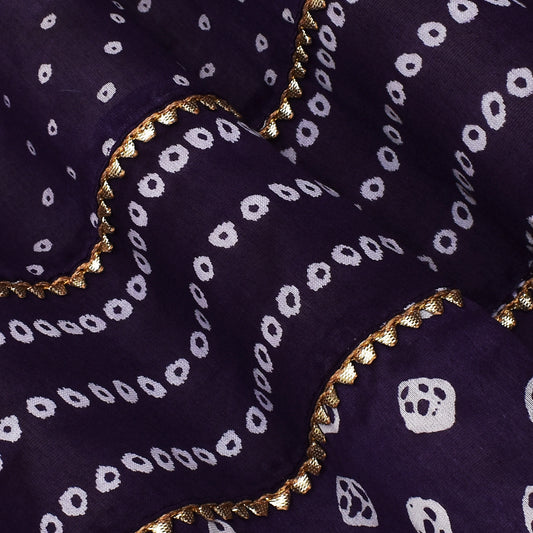 Dark Purple Color Chanderi Print Fabric