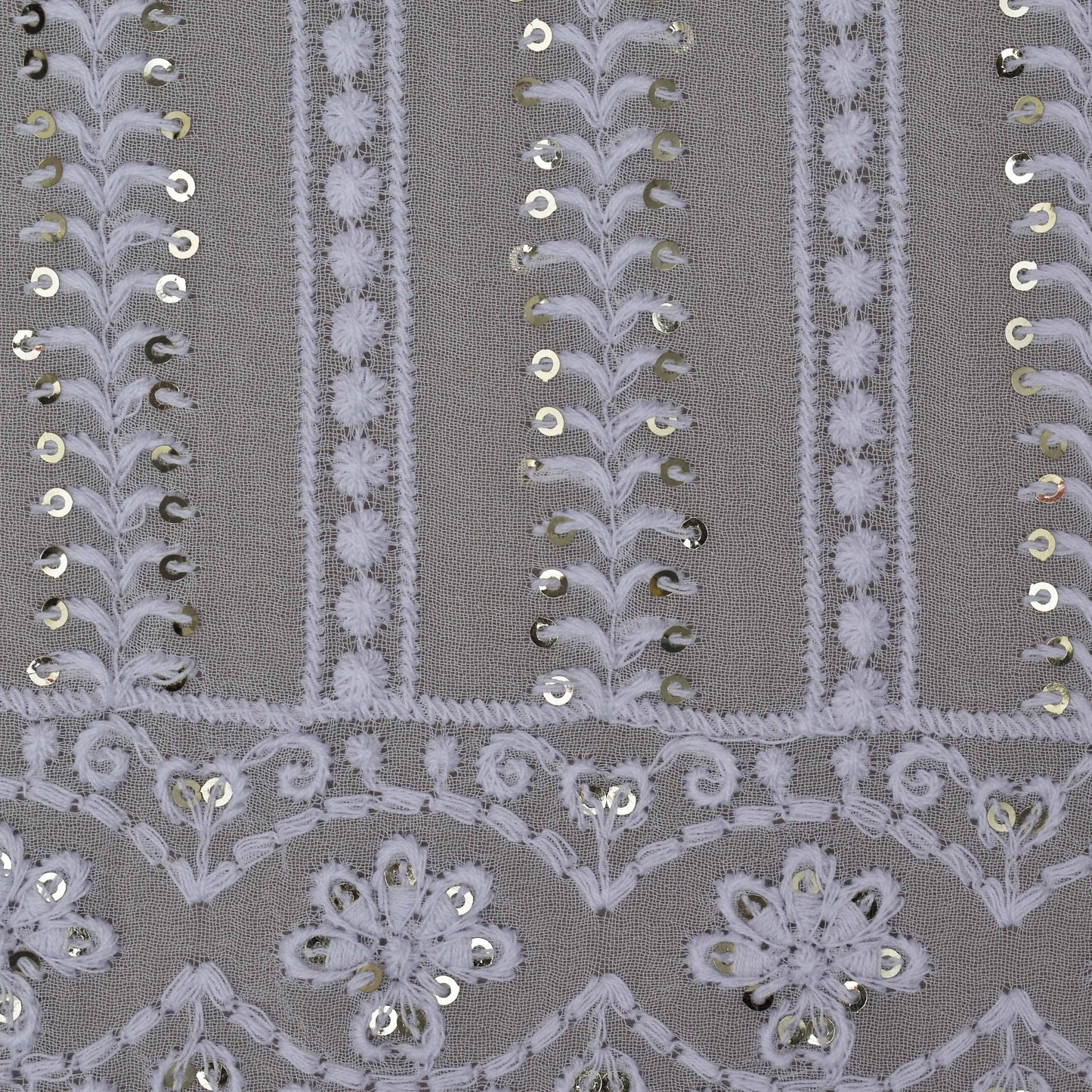 White Color Georgette Embroidery Fabric