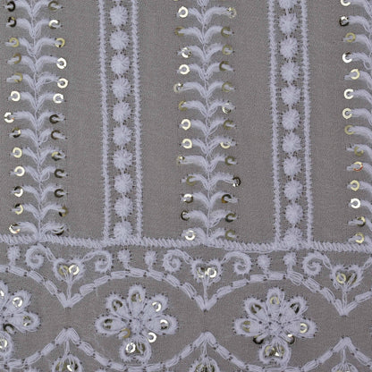 White Color Georgette Embroidery Fabric