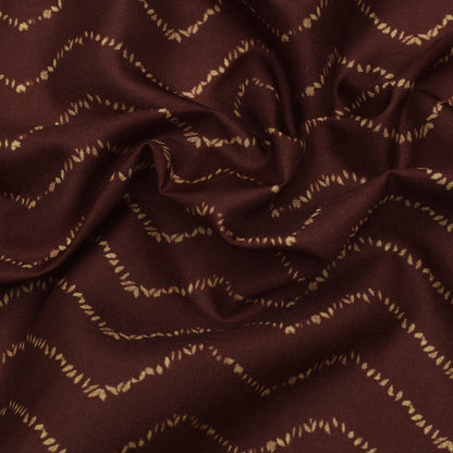 Brown Color Slub Tussar Print Fabric